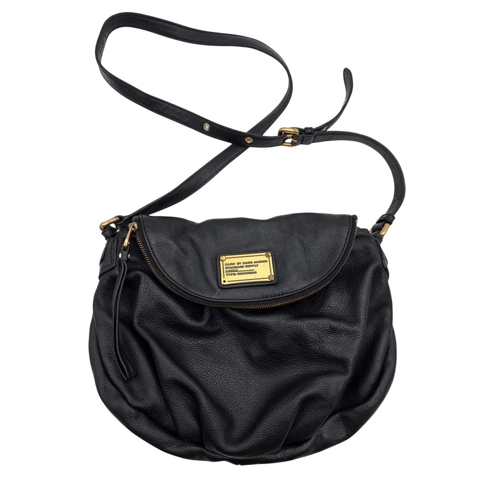 VTG Marc By Marc Jacobs Classic Q Natasha Black Leather Crossbody Bag Purse Y2K